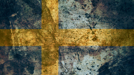 Very Grungy Vintage Swedish Flag, Sweden Grunge Background Texture