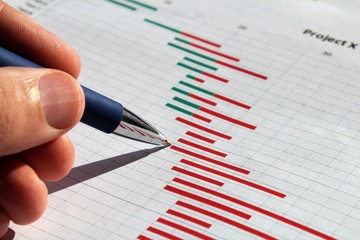 pen and stock chart