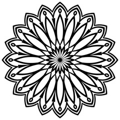 Outline Mandala. Ornamental round doodle flower isolated on white background. Geometric circle element. Vector illustration.