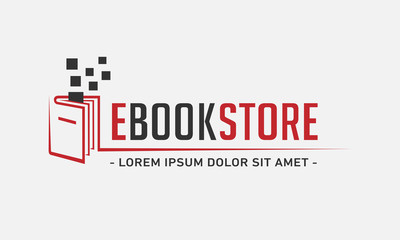 E-Book Store Logo. E Book shop design template. Vector and illustration.
