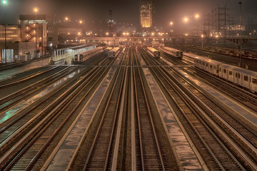 Railway station in Los Angeles California at night