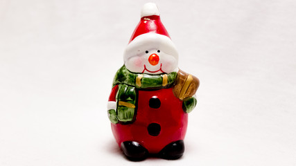 Red snowman on white background