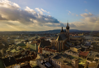 Obraz premium Krakow's Old Town from a bird's eye view, Poland