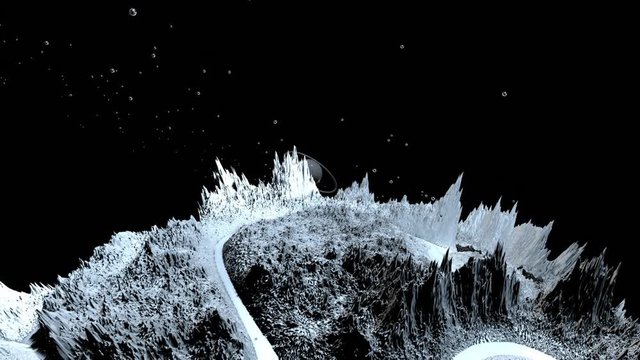 3d render of cosmic landscape as background or environment. Planet from space view from the spacecraft very detailed surface relief of the planet. Science fiction, wide viewing angle, timelapse. 103