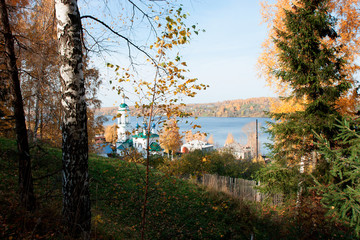 The Ples city on the Volga river in Autumn