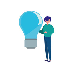 businessman holding bulb idea