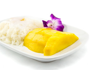 Glutinous rice with mangoes,Thailand, popular sweet food Thai