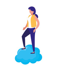 business woman standing on cloud