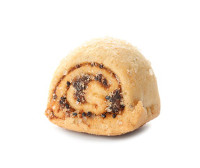 Freshly baked poppy seed cookie isolated on white