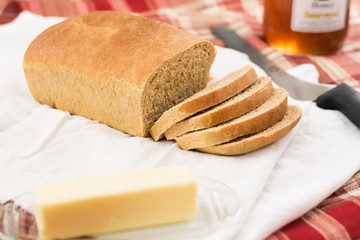 Whole Wheat Bread Loaf, Fresh and Sliced