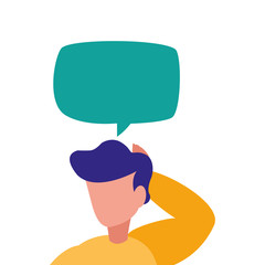 man character and speech bubble