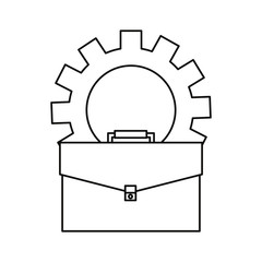 business briefcase gear white background