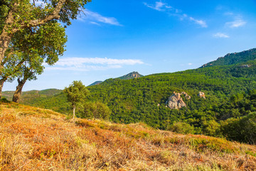 Fototapeta na wymiar Landscape view on the South France hills on a sunny day.