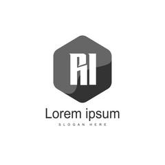 RI Logo template design. Initial letter logo design