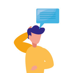 man character and speech bubble