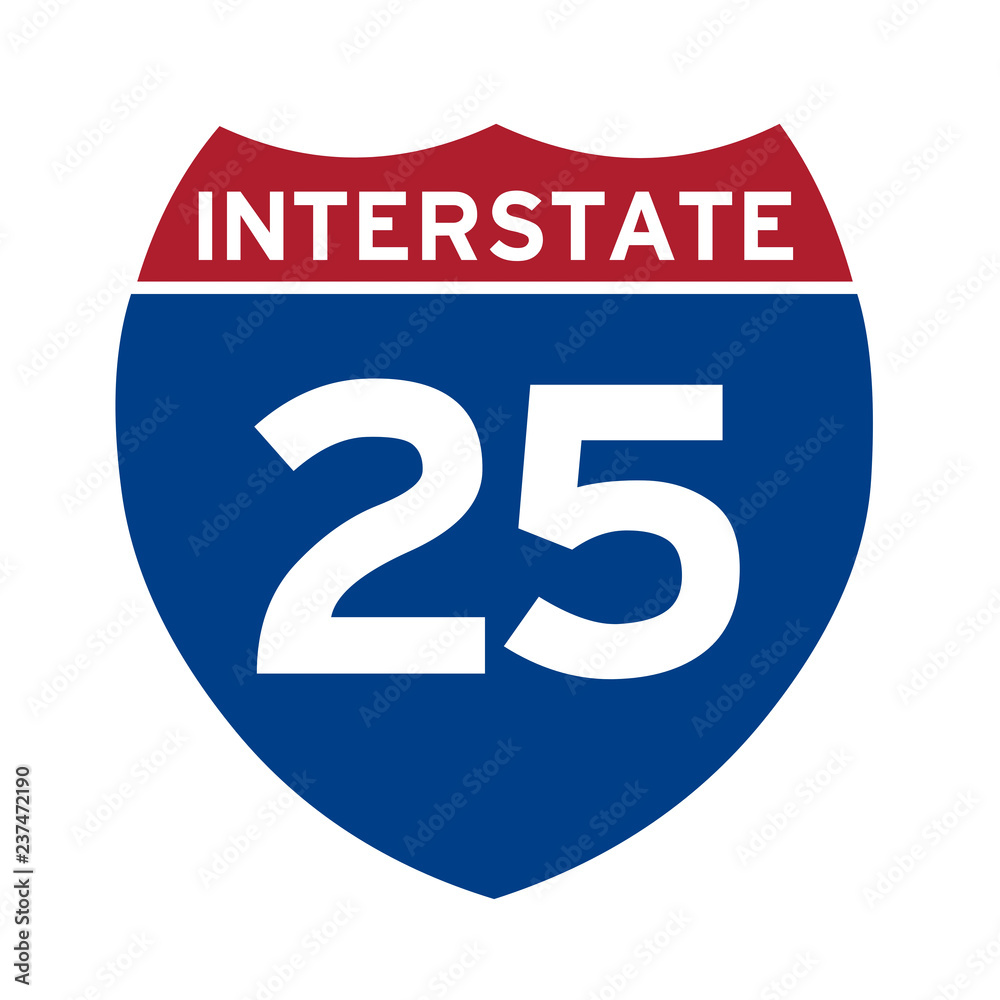 Wall mural interstate highway 25 road sign