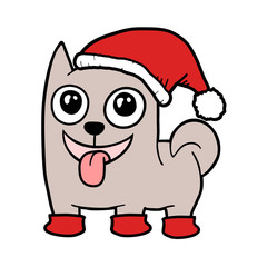 funny Christmas dog illustration