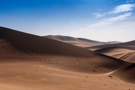 The sand dunes at the Echoing Sand Mountain near the city of Dunhuang, in the Gansu Province, China.