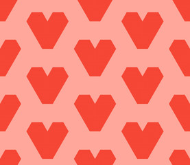 Abstract geometric seamless pattern with hearts, Valentine's Day background. Vector illustration.   