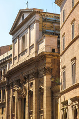 View on a historic church in Rome, Italy on a sunny day.
