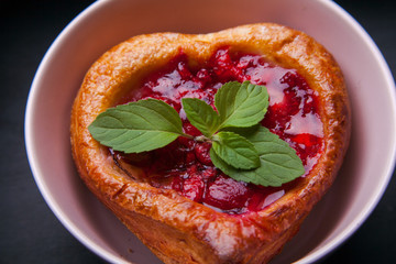 Tray with cake and smoothie and a gift
