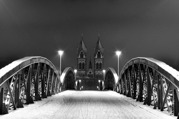 Freiburg Bridge to church heart of Jesu