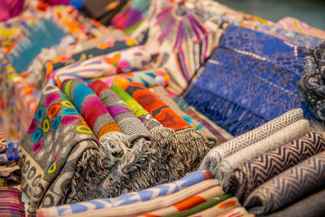 colored scarves on display