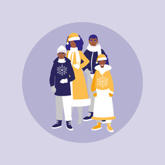 group of family black with clothes christmas