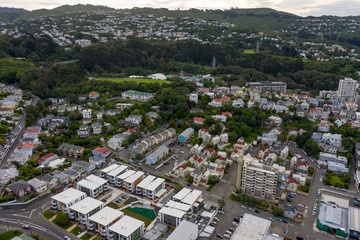 Fototapeta na wymiar Aerial View, Te Aro renting neighborhood In Wellington NZ.