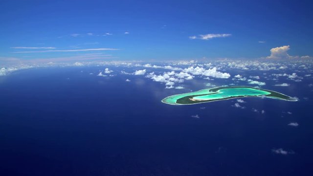 Aerial view of Tupai Heart Island French Polynesia South Pacific Ocean 