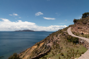 Fototapeta na wymiar Taquile Island in Lake Titicaca