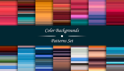 Horizontal colorful stripes abstract background, stretched pixels effect, seamless patterns, set