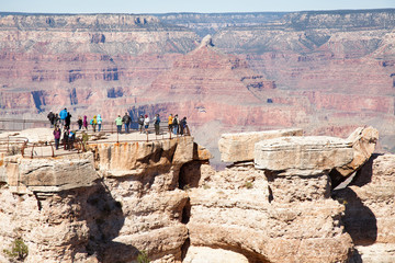 people at the Mathers Point lookout at Grand Canyon in South Rim in Arizona