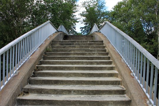 Staircase View Of Cantilever Footbridge, Bowring Park, St. John's, Newfoundland And Labrador