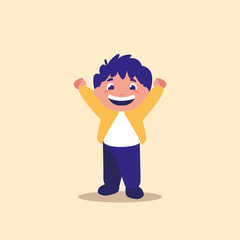 cute little boy with hands up