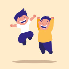 cute little children jumping avatar character