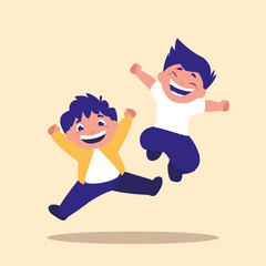 cute little children jumping avatar character