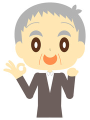 Obraz premium OKサインのお爺さん