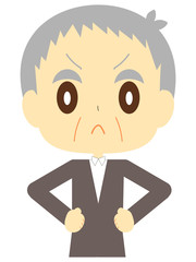 怒っているおじいさん