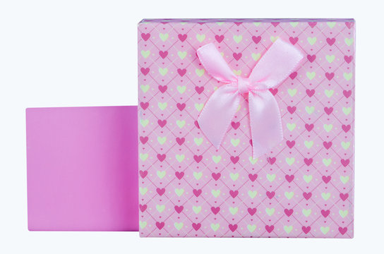 Gift Box pink color on White background,Clipping path.