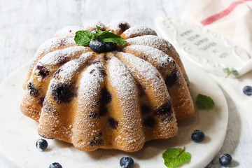 Homemade Bluberry Bundt Cake , selective focus