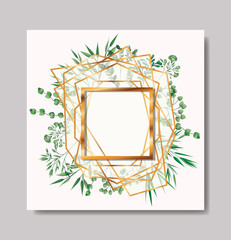 golden frame and leafs wreath