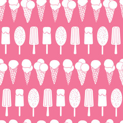Pink ice cream stripes seamless pattern. Great for yummy summer dessert wallpaper, backgrounds, packaging, fabric, scrapbooking, and giftwrap projects. Surface pattern design.