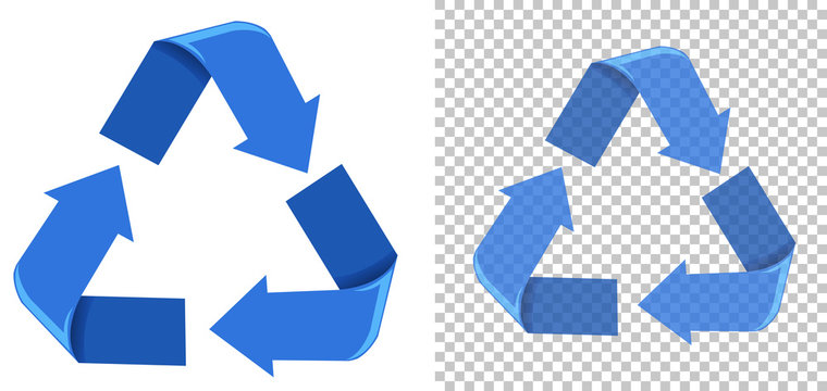 Set of blue recycling icons