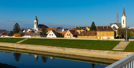 Naklejka premium View of Gyor with river Raba