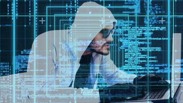 Digital Animation of hacker hacker hacking the laptop 4K