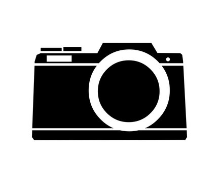 black digital camera symbol isolated in white background