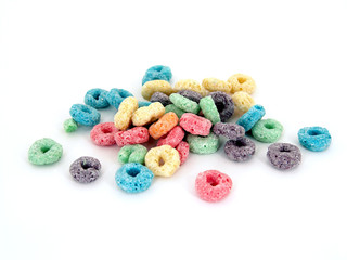 Fototapeta na wymiar Colorful cereal on white background