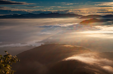 amazing sunrise seen from Sri Pada or Adam's Peak, Sri Lanka