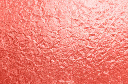 Living Coral - Color of the year 2019 Foil Crumpled Texture